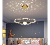 Lustre LED créatif Moderne à Motifs de Dessins animés pour Chambre parentale, Bureau d'enfant, Salon, luminaire décoratif (Nuage-Or-D50cm, 3 Couleurs)