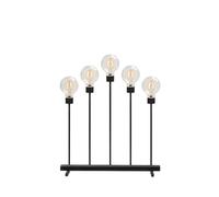 Lustre LED en métal noir, avec variateur d'intensité, ampoules interchangeables, avec interrupteur marche/arrêt, 5 globes ronds, 10 diodes ambrées, transformateur intérieur 24 V, 3,5 W, câble noir.
