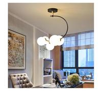Lustre LED en Verre Artistique avec Boule, plafonnier pour Salon, Chambre, Cuisine, Support Repas, décoration d'éclairage intérieur (Noir - 40 cm)