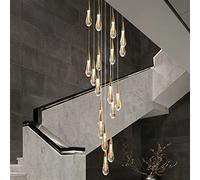 Lustre LED, luminaire en Cristal avec escalier, Grande Lampe LED en Cristal doré, Suspension pour Hall de Villa (Couleur : 18 lumières (au Choix), Taille : Blanc Chaud)