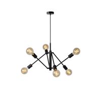 Lustre Lucide Lester noir métal 6xE27 40W dimmable