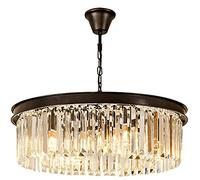 Lustre Lustre En Cristal Moderne, Suspension Ronde En Cristal, Luminaire Suspendu LED E14 Hauteur Réglable Pour Salle À Manger, Îlot De Cuisine, Chambre Salon Dia 15,7 Pouces