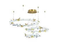 Lustre, Lustre papillon moderne et luxueux en cristal LED, design élégant, avec plafonnier suspendu forme de, idéal for la décoration intérieure le salon(3-Ring,Golden Frame)