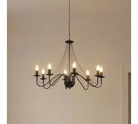 Lustre Malbo, noir, métal, à 8 lampes, E14 Malbo HELAM, dimmable, noir, Salon / Salle à manger, Métal, Moderne