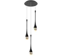 Lustre Moderne à 6 lumières LED en Cristal - Intensité réglable, télécommande, Couleur Ajustable, plafonnier pour Salon, Hall d'entrée, Vestibule, escalier, luminaire Suspendu élégant (Noir