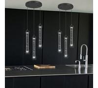 Lustre Moderne à LED 30 lumières - Luminaire en Cristal spiralé à intensité Variable pour Salon, entrée, escalier, Hall et Salle à Manger - Design élégant en Bulles dorées (3 lumières Noires