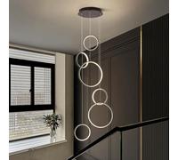 Lustre Moderne à LED à intensité Variable - Suspension géométrique à 12 Anneaux pour Salon, Chambre, Salle à Manger et escalier - Plafonnier en Aluminium à Hauteur réglable (6)