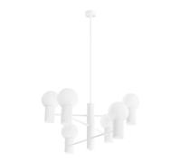 Lustre moderne blanc, globes verre 6xG9 HALO Sollux