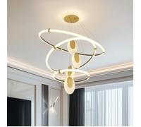 Lustre Moderne en Cristal Acrylique - Luminaire Plafonnier Suspendu Intérieur à Trois niveau avec 3 Tons de Lumière Réglables