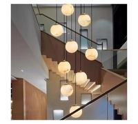 Lustre moderne en marbre avec LED, hauteur réglable, grande lampe suspendue luxueuse avec structure en fer, idéale pour le salon, la chambre, lescalier dune villa, la salle à manger (40head)