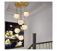 Lustre moderne en marbre avec LED, hauteur réglable, grande lampe suspendue luxueuse avec structure en fer, idéale pour le salon, la chambre, lescalier dune villa, la salle à manger (6head)