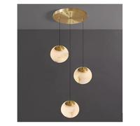 Lustre moderne en marbre avec LED, hauteur réglable, grande lampe suspendue luxueuse avec structure en fer, idéale pour le salon, la chambre, lescalier dune villa, la salle à manger (3head)