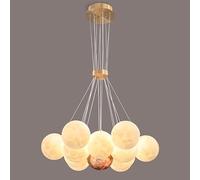 Lustre Moderne En Verre À Bulles, Globe En Cristal, Imprimé 3D Lune Et Planète, Suspension Lumineuse En Verre Blanc Laiteux Dépoli, Grand Lustre Pour Chambre Ou Cuisine./13 Lumières Roses
