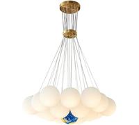 Lustre Moderne En Verre À Bulles, Globe En Cristal, Imprimé 3D Lune Et Planète, Suspension Lumineuse En Verre Blanc Laiteux Dépoli, Grand Lustre Pour Chambre Ou Cuisine./Lumières Bleues 13
