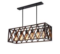 Lustre Moderne LED Noir linéaire 4/6 lumières, luminaire Suspendu en métal pour îlot de Cuisine, Lanterne en Cage métallique, plafonnier Suspendu pour Salle à Manger et Salon, LED Moderne C
