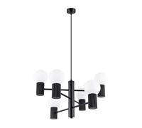 Lustre moderne noir globes verre blanc 6xG9 HALO Sollux