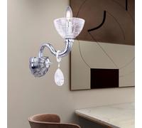 Lustre mural applique lampe de salon lampe de couloir en cristal fumée, 1x douille E14, LxH 13x37 cm Globo 64131-1W