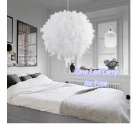 Lustre Plafond Moderne De Luxe Blanc Plume Ball E27 BK - Pour Salon Chambre - 1 Ampoule - 40W