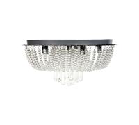 Lustre Plafonnier Éclairage en Métal Argenté Cristaux de Verre Finition Chromée