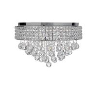 Lustre Plafonnier Éclairage en Métal Argenté Cristaux de Verre Finition Chromée