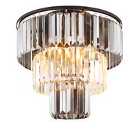 Lustre plafonnier lampe de salon lampe de salle à manger, métal cristaux de verre fumé, 3x LED 7W 806Lm blanc chaud, D 40 cm