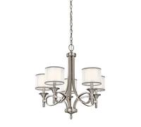 Lustre plafonnier suspension lin acier étain 5 flammes D 63,5 cm