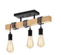 Lustre Plafonnier Vintage, Suspensions d'éclairage Intérieur Rétro Bois et Métal, Plafonniers E27 pour Cuisine Salle à Manger Salon