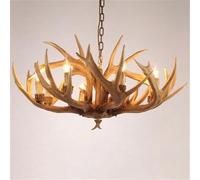 Lustre rétro américain en Bois de cerf, Suspension Originale et créative pour Salon, Restaurant, Chambre, Bureau, Magasin de vêtements, Chalet en rondins, café, Bar (G 6 lumières)