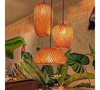 Lustre Rétro En Bambou Naturel Et Rotin Suspension Luminaire Tissée Rétro Créative À La Main Réglable En Hauteur Lumières Lustre Utilisées Dans La Salle À Manger Chambre Salon Café Plafonnier