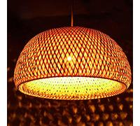 Lustre Rétro En Bambou Suspension Rotin Luminaire Tissé À La Main Rond Bois Bambou Abat-Jour Réglable Hauteur E27 Suspension Salon Chambre Salle Manger Cuisine Éclairage Décoratif Plafonnier,45cm