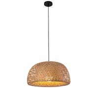 Lustre Rétro En Bambou Suspension Rotin Luminaire Tissé À La Main Rond Bois Bambou Abat-Jour Réglable Hauteur E27 Suspension Salon Chambre Salle Manger Cuisine Éclairage Décoratif Plafonnier,38cm