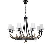 Lustre Rustique de Style campagnard, Suspension à 8 lumières en Forme de Roue de Chariot, Style Bois de cerf, pour Salon, Salle à Manger, loft, plafonnier.