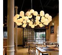 Lustre Scandinavie à Anneaux avec Suspension à Boules de Verre, Lampe Suspendue pour Salon/Salle à Manger (25 têtes en cuivre, lumière Neutre)