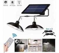 Lustre solaire avec télécommande - Virex® - Étanche IP65 - 2 têtes - Câble 3 m - Lumière blanche - 400 lm