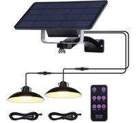 Lustre Solaire Exterieur Télécommande Manuelle, Suspension Dimmable 32 LED IP65, Lumière Chaude 3500K (Lot de 2 Noir)