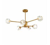 Lustre Spoutnik moderne - TCpick - 6 lumières - Laiton doré - Dimmable - Douille E14 - Métal - Installation facile
