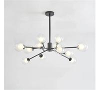 Lustre Spoutnik Noir Mat, Suspension Globe En Verre Transparent | Lampe De Déclaration Moderne For Table À Manger, Salon, Cuisine