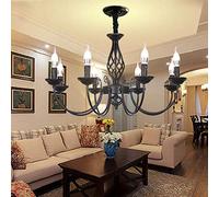 Lustre Style Country Français Pendentif Lumière Antique Industrielle Suspension Classique Plafonnier Bougie Suspension Hauteur Réglable E14 Lampe Suspendue En Métal Salon Salle À Manger Cuisine Ferme