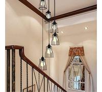 Lustre Suspendu à 6 Boules et Plusieurs lumières pour escalier, en Fer forgé, Style créatif, Long et élégant, idéal pour Restaurant, Maison ou Salon. Grande Suspension Moderne et Minimaliste