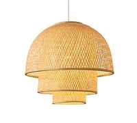 Lustre Suspendu incurvé en Bambou avec Abat-Jour à encastrer, plafonnier Rustique tissé, Lampes décoratives, Abat-Jour Artisanal, Abat-Jour côtier de Ferme, crème