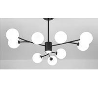 Lustre Suspendu LED à Boules en Verre Blanc Laiteux de Style Nordique, Douille E27, pour Chambre, Salle à Manger, Salon, Table, luminaire Suspendu Tricolore (Noir, 9 têtes, 3 Couleurs)