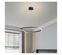 Lustre Suspendu LED Haute luminosité, plafonnier décoratif pour Salon, Salle à Manger, Chambre (intensité Variable, Noir, 60 cm)