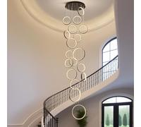 Lustre Suspendu Moderne à LED - Plafonnier à intensité Variable avec télécommande, Hauteur réglable, 18 lumières, 195 W - Éclairage élégant pour escalier, Salon, hôtel, entrée (18 lumières)