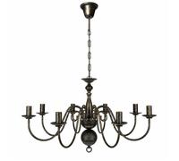 Lustre Suspension 8 Lumières E14 Métal Noir Antique Ø80 cm - Chandelier Plafond Vintage Salon Salle à Manger