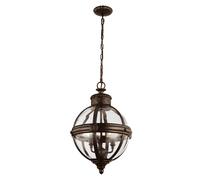 Lustre suspension boule design plafonnier acier verre 3 flammes D 37,1 cm