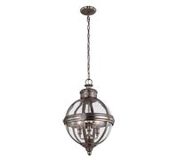 Lustre suspension boule design plafonnier nickel verre 3 flammes D 37.1cm