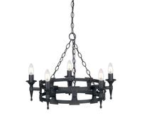 Lustre suspension D 60 cm lampe salle à manger plafonnier 5 flammes fer