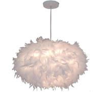 Lustre Suspension en Plume Blanche Lampe Suspendue Abat-jour en Plumes Déc E27 Luminaire Plafonnier pour Chambre Enfant Fille Bebe