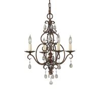 Lustre suspension lampe suspension cristal 4 lampes E27 bronze acier
