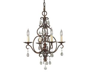 Lustre suspension lampe suspension cristal 4 lampes E27 bronze acier
